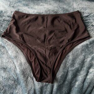 Aerie Cheey High Waisted Bathing Suit Bikini Bottom Black